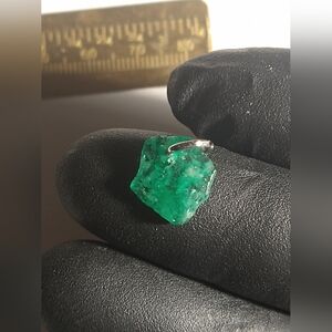 Natural Emerald Slice Pendant (Swat Mine)